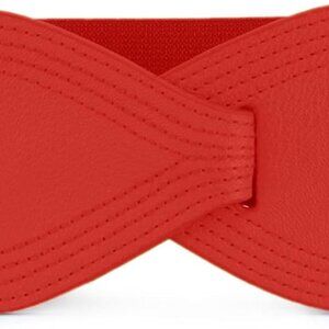 Plus Size Faux Leather Elastic Belt 8-shape Buckle Waist Cush on Lady